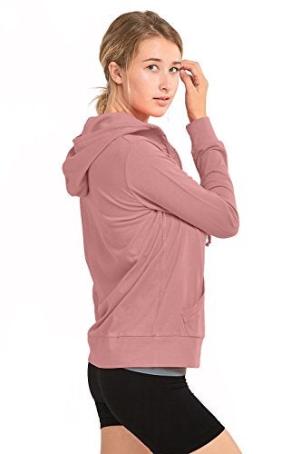 Sofra Women's Thin Cotton Zip Up Hoodie Jacket (S, Mv. Rose) - Image 3