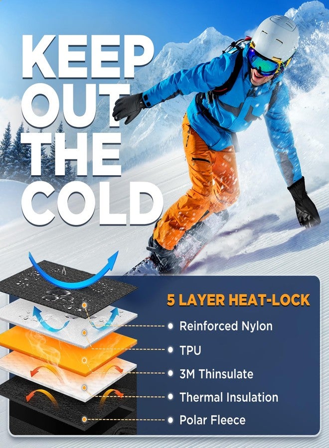 UMEWARM -10℉ Waterproof Winter Gloves Men, Touchscreen Fingers Snow Ski Gloves Women, 5-Layer Touch Screen Cold Weather Gloves - Image 2