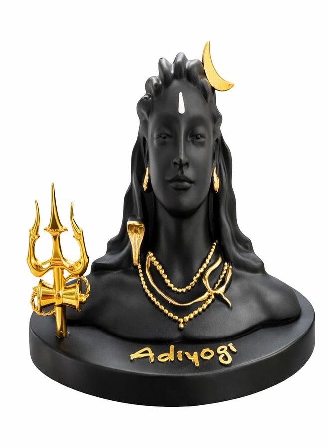 GJ Exclusive Made in India Adiyogi Shiva Statue with Trishul | Black Color | Meditation Idol for Home, Office, Gift, Car Dashboard, Yoga Decor (10 CM) - Image 1