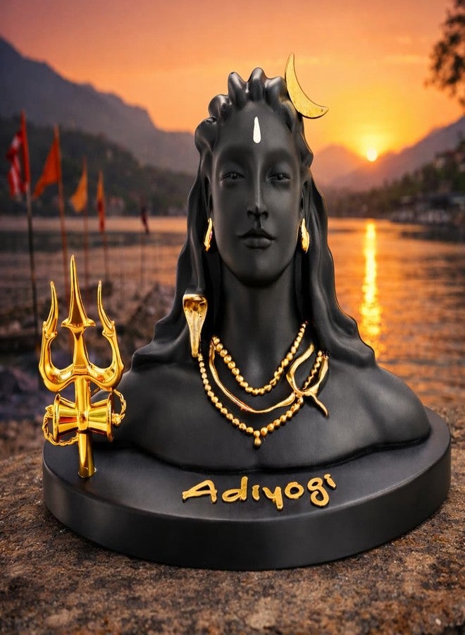 GJ Exclusive Made in India Adiyogi Shiva Statue with Trishul | Black Color | Meditation Idol for Home, Office, Gift, Car Dashboard, Yoga Decor (10 CM) - Image 4