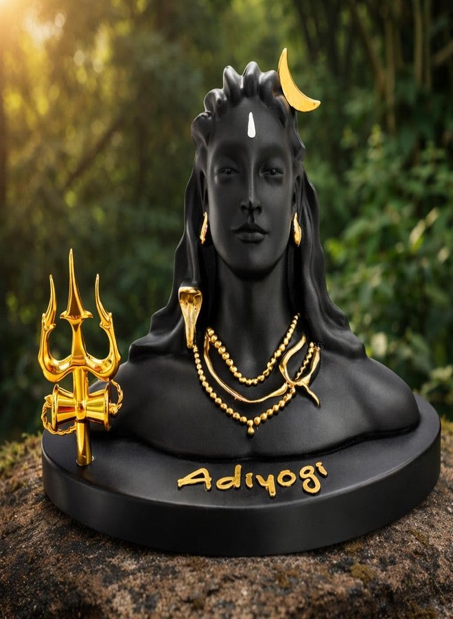 GJ Exclusive Made in India Adiyogi Shiva Statue with Trishul | Black Color | Meditation Idol for Home, Office, Gift, Car Dashboard, Yoga Decor (10 CM) - Image 2