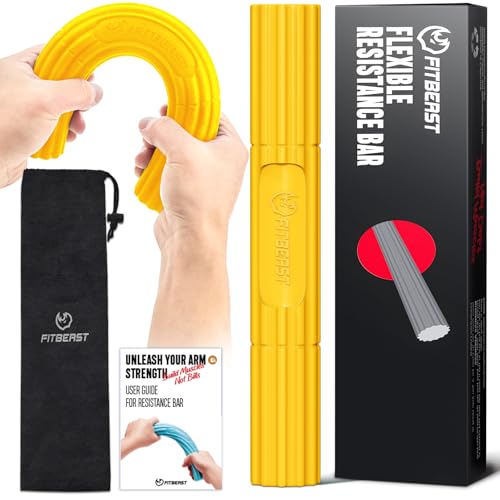 FitBeast Hand Exerciser Bars for Physical Therapy - Relieves Tendonitis Pain & Improve Grip Strength, Injury Recovery, Forearm (Yellow - Extra Light) - Image 1