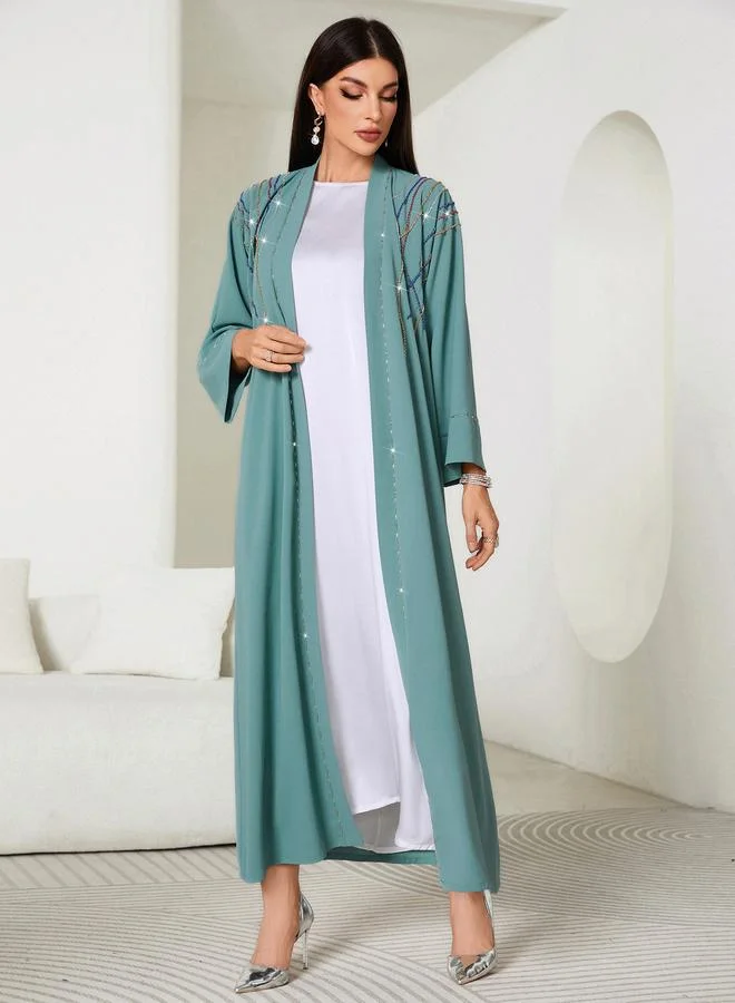 Styli Styli Embellished Long Sleeve A-Line Maxi Kimono