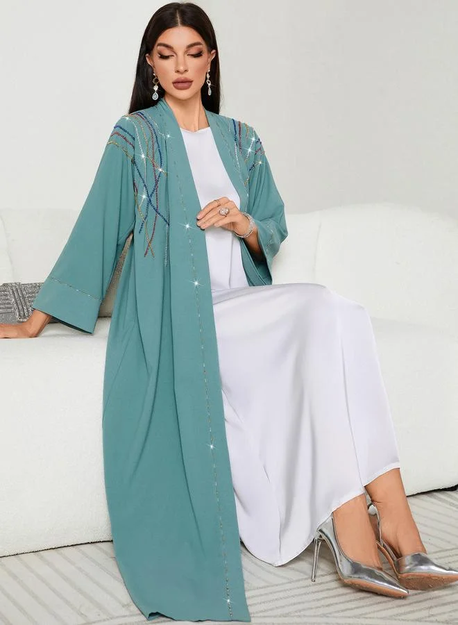 Styli Styli Embellished Long Sleeve A-Line Maxi Kimono