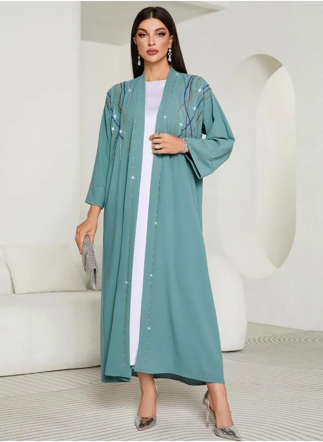 تايك تو Take Two Embellished Long Sleeve A-Line Maxi Kimono