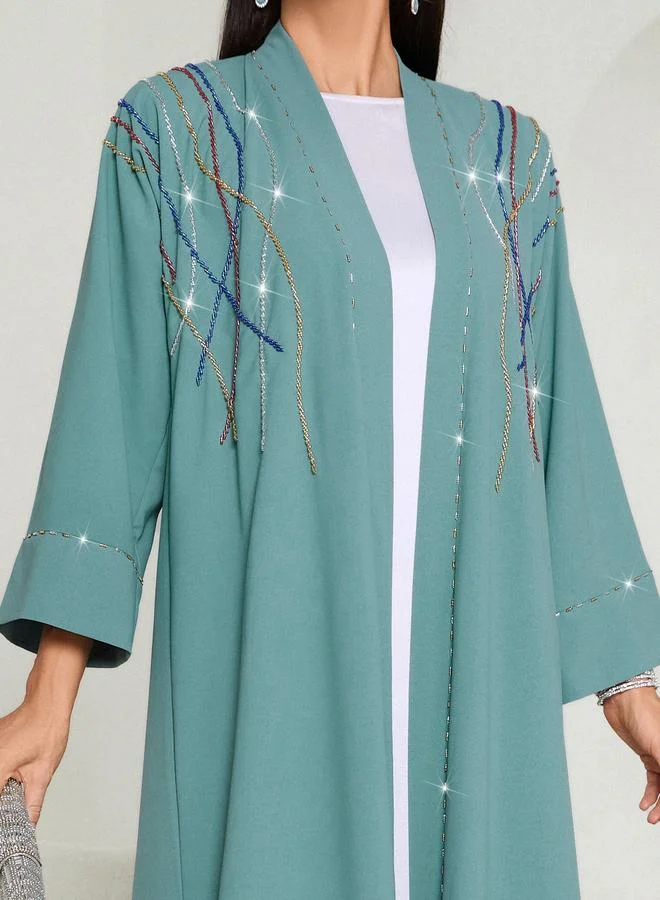 Styli Styli Embellished Long Sleeve A-Line Maxi Kimono