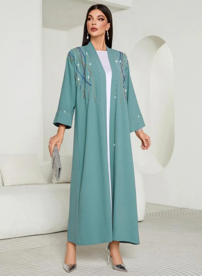 Styli Styli Embellished Long Sleeve A-Line Maxi Kimono