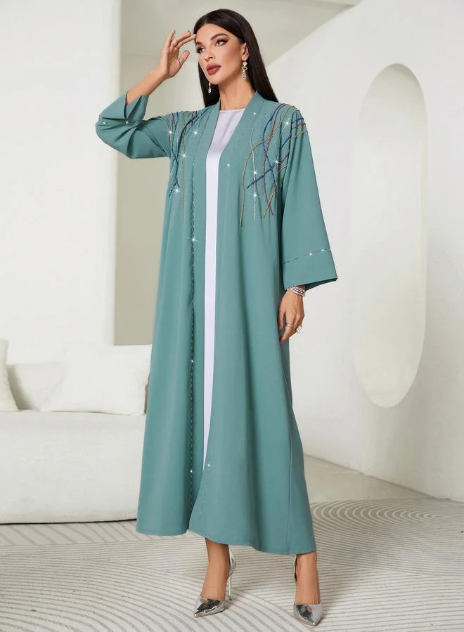 Styli Styli Embellished Long Sleeve A-Line Maxi Kimono