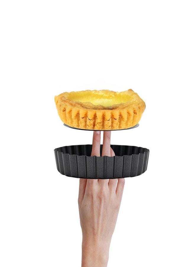 MGGi 4 Inch Egg Tart Molds with Removable Bottom, 12 Packs EggTart Mold, Non-Stick Pan Carbon Steel Egg Tart Molds, Muffin Cupcake Pudding Baking Cup Maker - for Pies, Chinese Tart, Cakes - Image 4