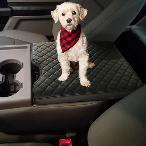 Zxiaochun Center Console Cover for Ford F150 2015-2025/F250 F350 F450 2017-2025 Leather Arm Rest Box Lid Middle Console Cover Armrest Box Protective Cover Accessories(40/20/40 Jump Seat Console Only) - Image 5