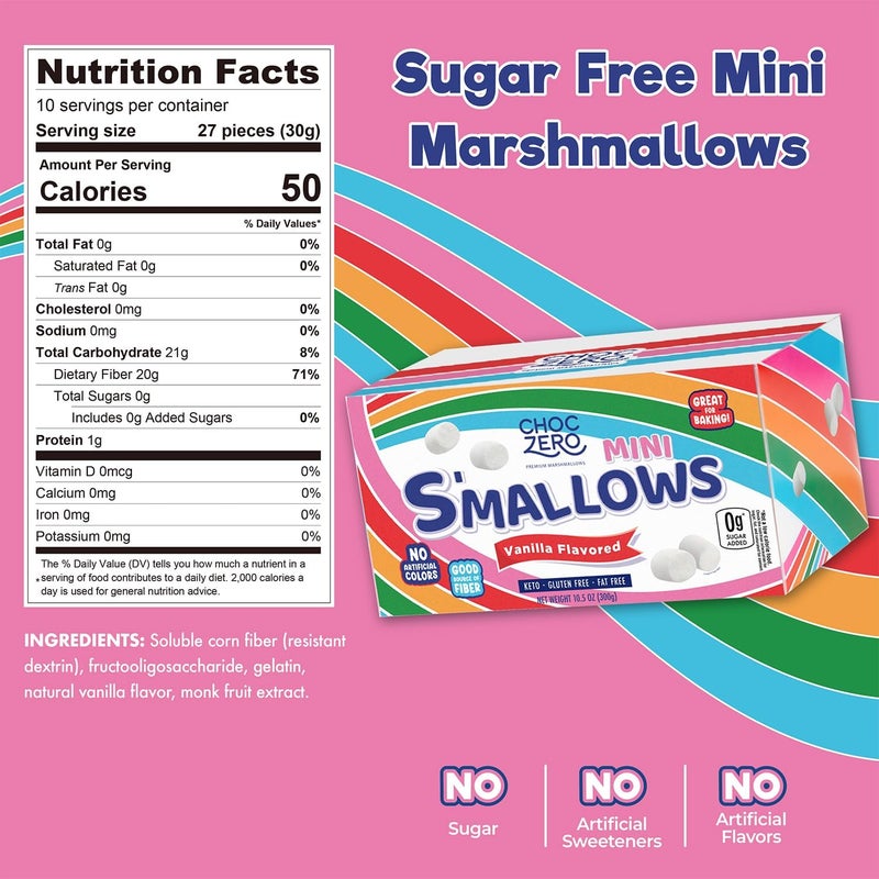 ChocZero Mini S'mallows - Sugar Free Vanilla Marshmallows - Image 2