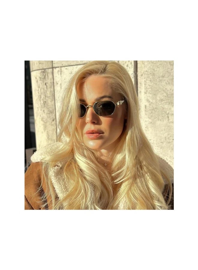 Gucci GG1593S Designer Hexagonal / Round Metal Sunglasses — Elegant Gold Frame with Grey Lenses, 56 mm - Image 3