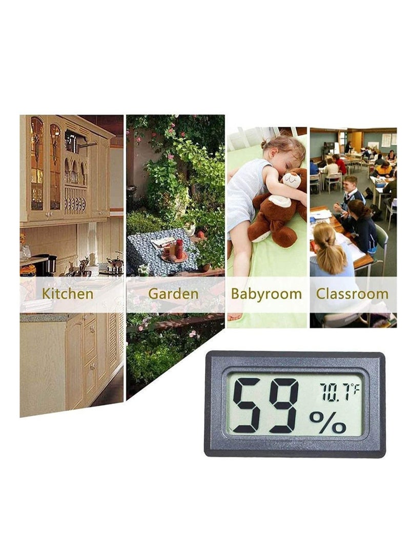 6 Pack Mini Hygrometer Thermometer Built In Small Household Electronic Digital Indoor Humidity Gauge Monitor With Temperature Meter Sensor Fahrenheit - Black - Image 3