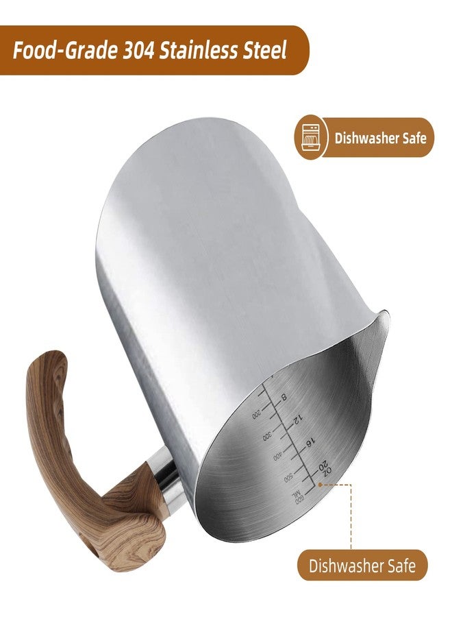 TooCust Stainless Steel Milk Frothing Pitcher - 20oz (600ml), Espresso Steaming Pitcher with Anti-scald Handle for Coffee, Cappuccino, Latte Art,Slilver - Image 3