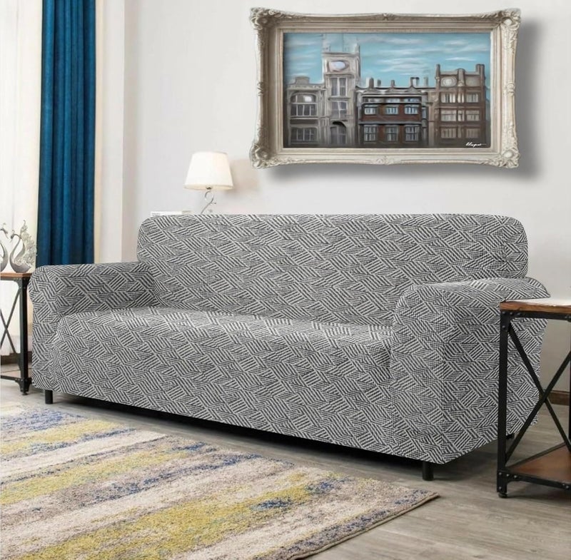 Warmland Three Seater Polyester Fabric Sofa Cover Elasticity for Couch Flexible Stretch Solid Sofa Slipcover Grey 185230 cm - Image 2