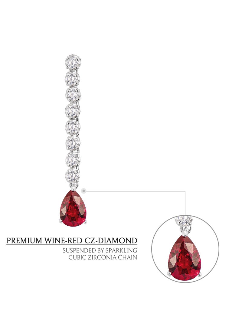 AWNL Ruby Whisper Women's Earrings - Eardrop with Red CZ Diamond and Sterling Silver, Middle East Exclusive Collection  - Image 3