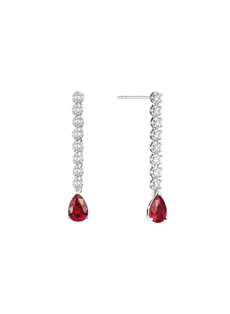 AWNL Ruby Whisper Women's Earrings - Eardrop with Red CZ Diamond and Sterling Silver, Middle East Exclusive Collection  - Image 5