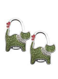 KASTWAVE 2Pcs Purse Hanger for Tables Desk Cat Shape Foldable Metal Hook Hooks Hanging Bags Handbag Hangers Holder Table Green  - Image 1