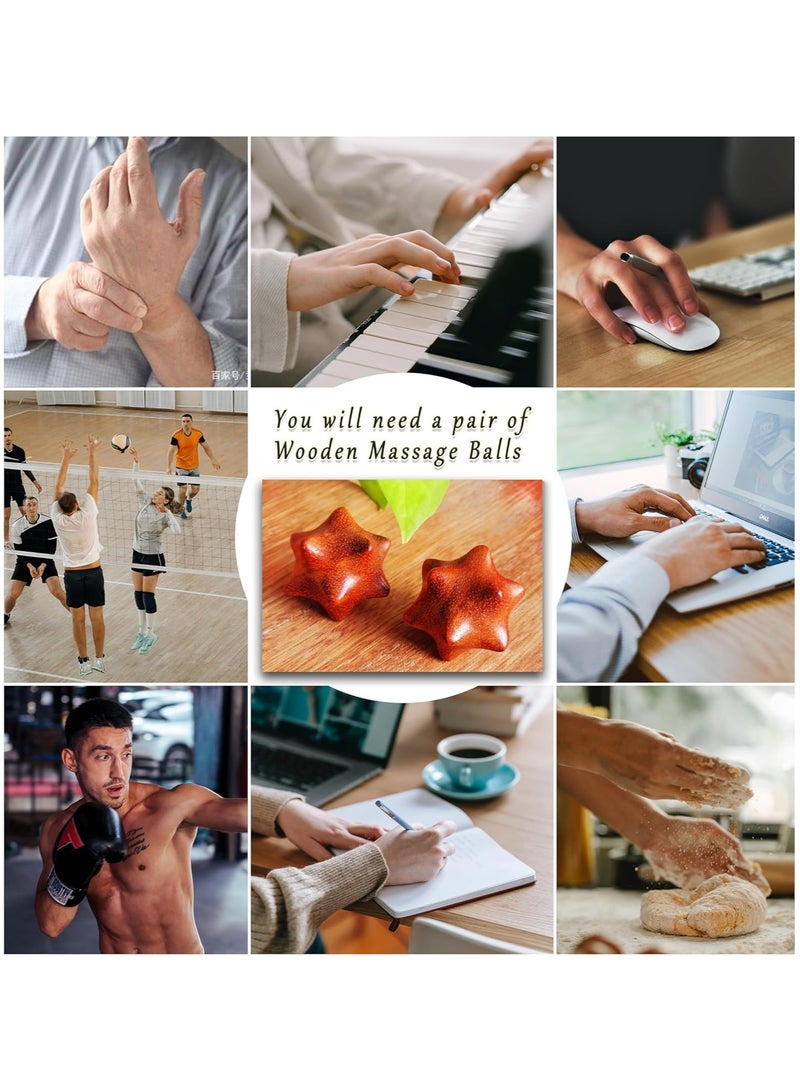 SOLARAE 2PCS Handheld Sensory Fidget Toys Anxiety Quiet Fidget Toys Stress Relief ADHD Office Desk Roller Gadgets Relieves Stress Toys Wooden Massage Balls Manual Hand Massage Tools for Adults - Image 2