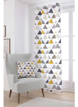 Cango Home Gray Yellow Geometric Patterned Digital Printed Curtain CGH078-PR  - Image 1