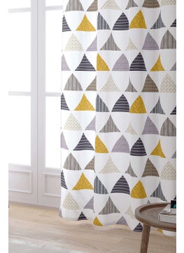 Cango Home Gray Yellow Geometric Patterned Digital Printed Curtain CGH078-PR  - Image 2