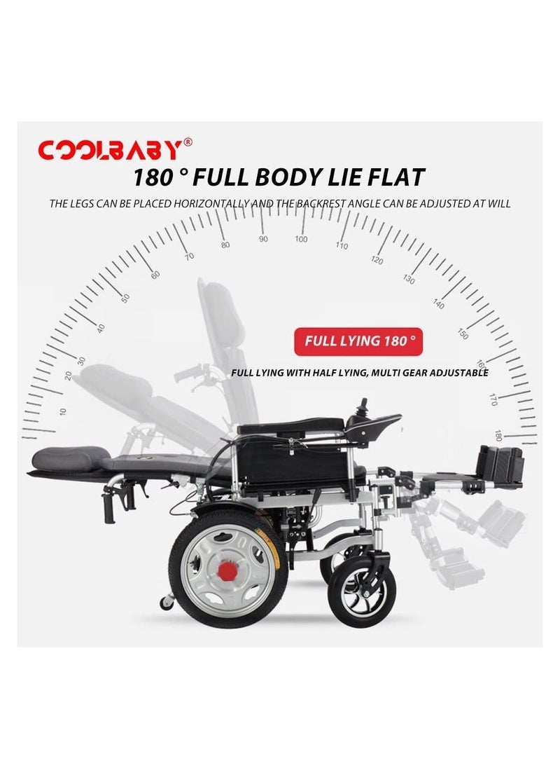 كول بيبي - كرسي متحرك كهربائي يعمل بالطاقة الكهربائية من COOLBABY يمكن طيه خفيف الوزن لكبار السن المعاقين بضبط ذكي سكوتر كهربائي للكراسي المتحركة كامل الكذب - Image 1
