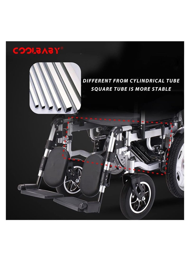 كول بيبي - كرسي متحرك كهربائي يعمل بالطاقة الكهربائية من COOLBABY يمكن طيه خفيف الوزن لكبار السن المعاقين بضبط ذكي سكوتر كهربائي للكراسي المتحركة كامل الكذب - Image 1