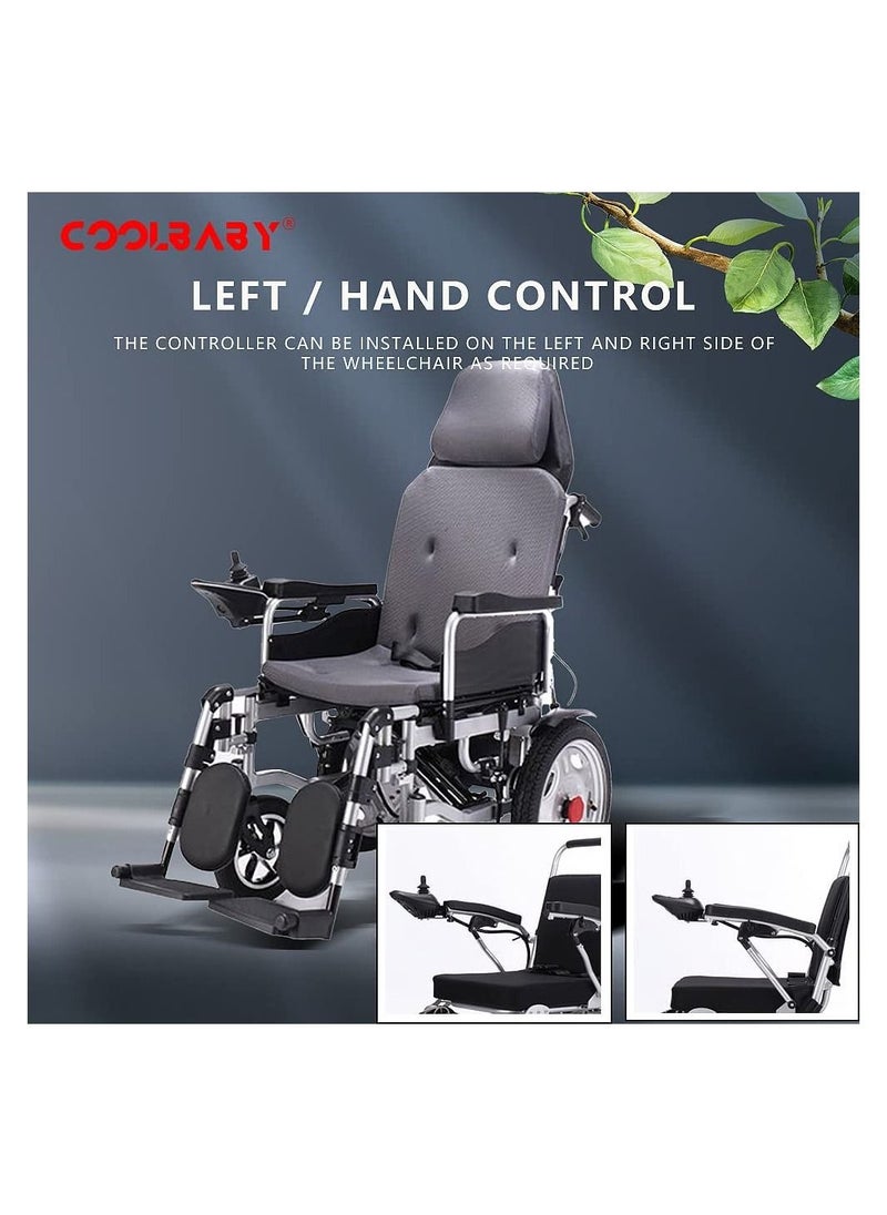 كول بيبي - كرسي متحرك كهربائي يعمل بالطاقة الكهربائية من COOLBABY يمكن طيه خفيف الوزن لكبار السن المعاقين بضبط ذكي سكوتر كهربائي للكراسي المتحركة كامل الكذب - Image 1