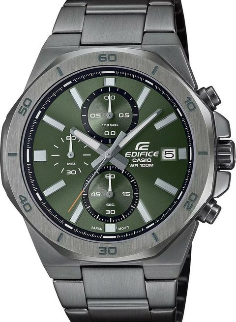 Men's Chronograph Green Dial Stainless Steel Wrist Watch EFV-640DC-3A - 44.3 Mm
