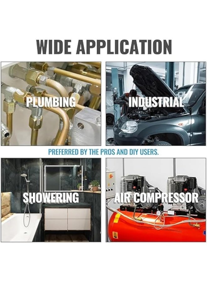 Biella Pack Of 2 Brass Reducer Bsp Male Thread To Female Thread Reducing Bush Hex Reducer Bushing Hose Pipe Fitting Connector Adapter And Teflon Tape (1/2 Inch To 3/8 Inch) - Image 5