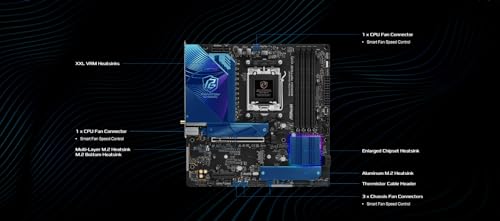 ASRock لوحة أم ASRock AMD B850M Phantom Gaming Riptide WiFi 7 مقبس AM5 لمعالجات Ryzen 9000 و 8000 و 7000 سلسلة DDR5 B850 حتى 8000+ (OC) ميجاهرتز 256GB Micro ATX M.2 SATA3 6.0 Gb/s PCIe 5.0 BIOS Flashback - Image 4