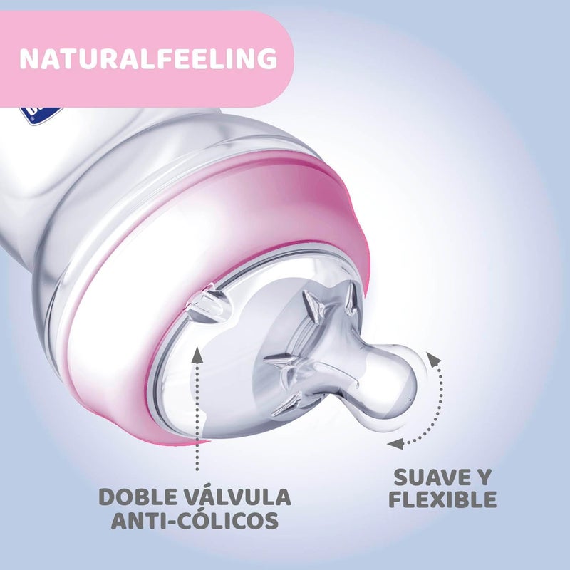 Chicco Natural Feeling Anti-Colic Bottle 250 ml - Pink - Image 3