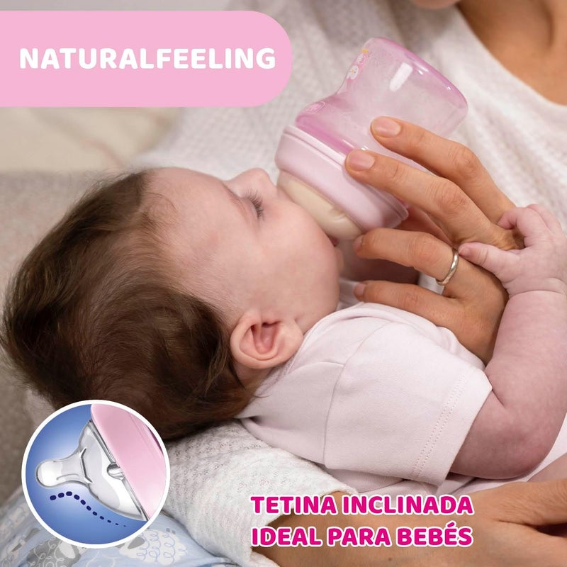 Chicco Natural Feeling Anti-Colic Bottle 250 ml - Pink - Image 2