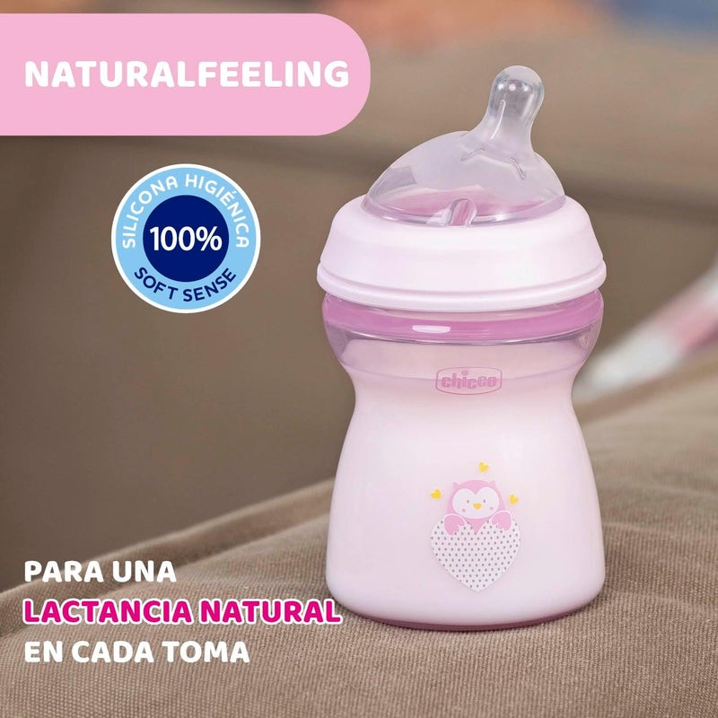 Chicco Natural Feeling Anti-Colic Bottle 250 ml - Pink - Image 4
