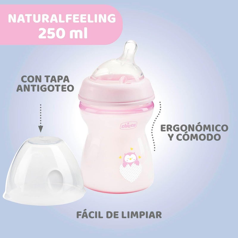 Chicco Natural Feeling Anti-Colic Bottle 250 ml - Pink - Image 5