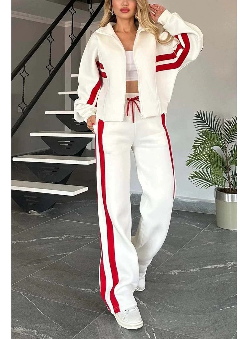 general 2025-2026 Y2K Striped Zip-Up Jacket - Casual Sportswear Set for Women