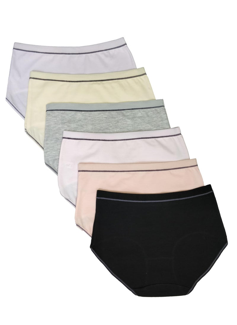 Love Bell Premium Cotton Four-way stretch Panties - MULTIPACK - Regular and Plus Sizes - Classic Briefs for Women (UAE/KSA, Alpha, XL, Regular, Regular, Soft Pastel Plain - 6 Pcs Pack)  - Image 2