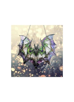 Halloween Bat Suncatcher, Stained Glass Bat Suncatcher for Window Hanging, Bat Crystal Sun Catcher Panel, Bat Acrylic Light Catcher Wall Art Decor (1PC)