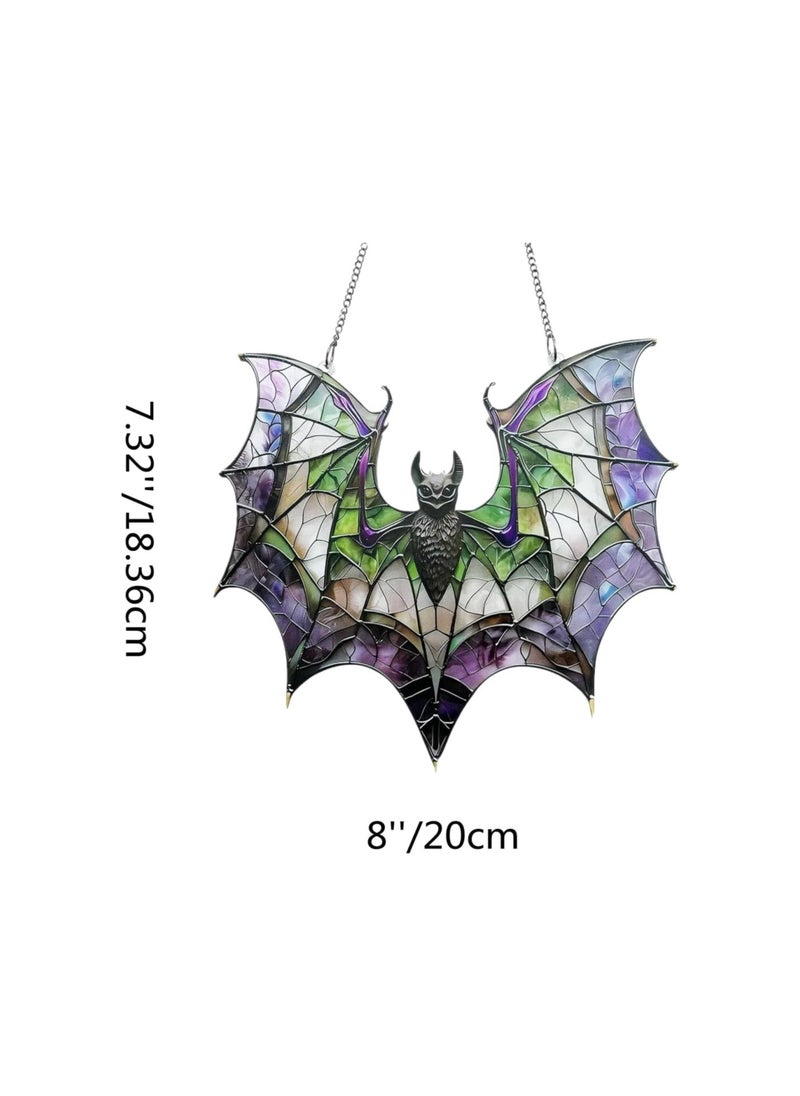 Generic - Halloween Bat Suncatcher, Stained Glass Bat Suncatcher for Window Hanging, Bat Crystal Sun Catcher Panel, Bat Acrylic Light Catcher Wall Art Decor (1PC) - Image 1