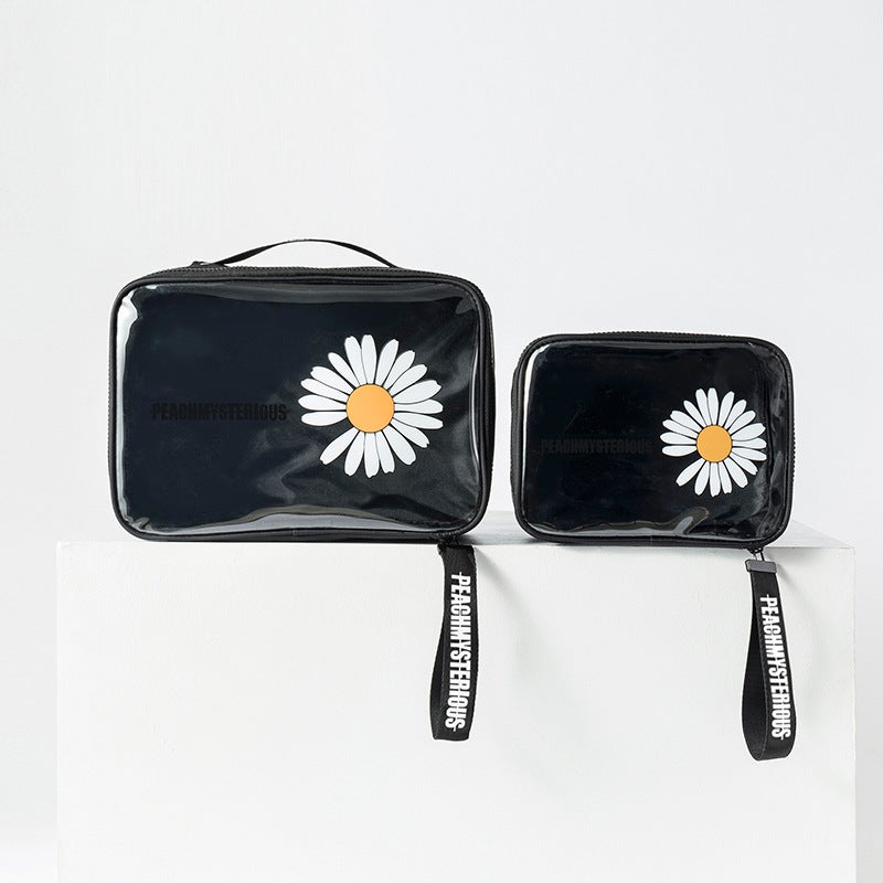 Small Daisy Transparent Cosmetic Bag Skin Care Products Large Capacity Portable Fashion Storage Bag Wash Bag - Image 1