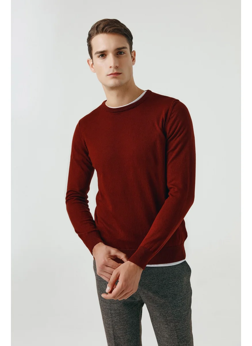 D'S DAMAT Regular Fit Brick Cotton Blend Knitwear Sweater 5HF06ORT12004