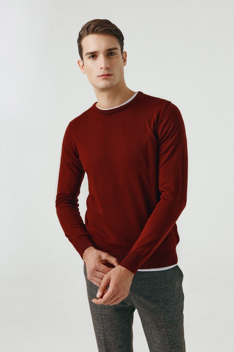 D'S DAMAT Regular Fit Brick Cotton Blend Knitwear Sweater 5HF06ORT12004  - Image 1