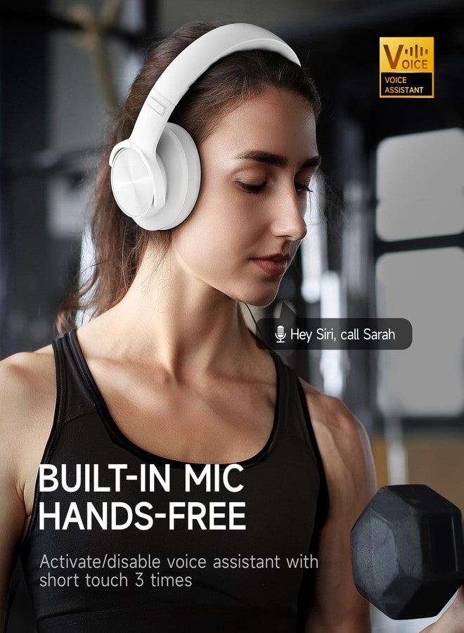 بيكن سماعات بلوتوث Picun B8، لاسلكية، تغطي الأذن، مدة تشغيل تصل إلى 120 ساعة، 3 أوضاع معادل صوت، قابلة للطي، لون أبيض - Image 4