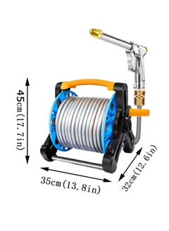 XiuWoo 15m Outdoor Hose Reel Box, Garden Easy to Install High-Pressure Water Gun Metal Car Wash Water Set for Car Patio Cleaning Yard Farm and Patio  - Image 5