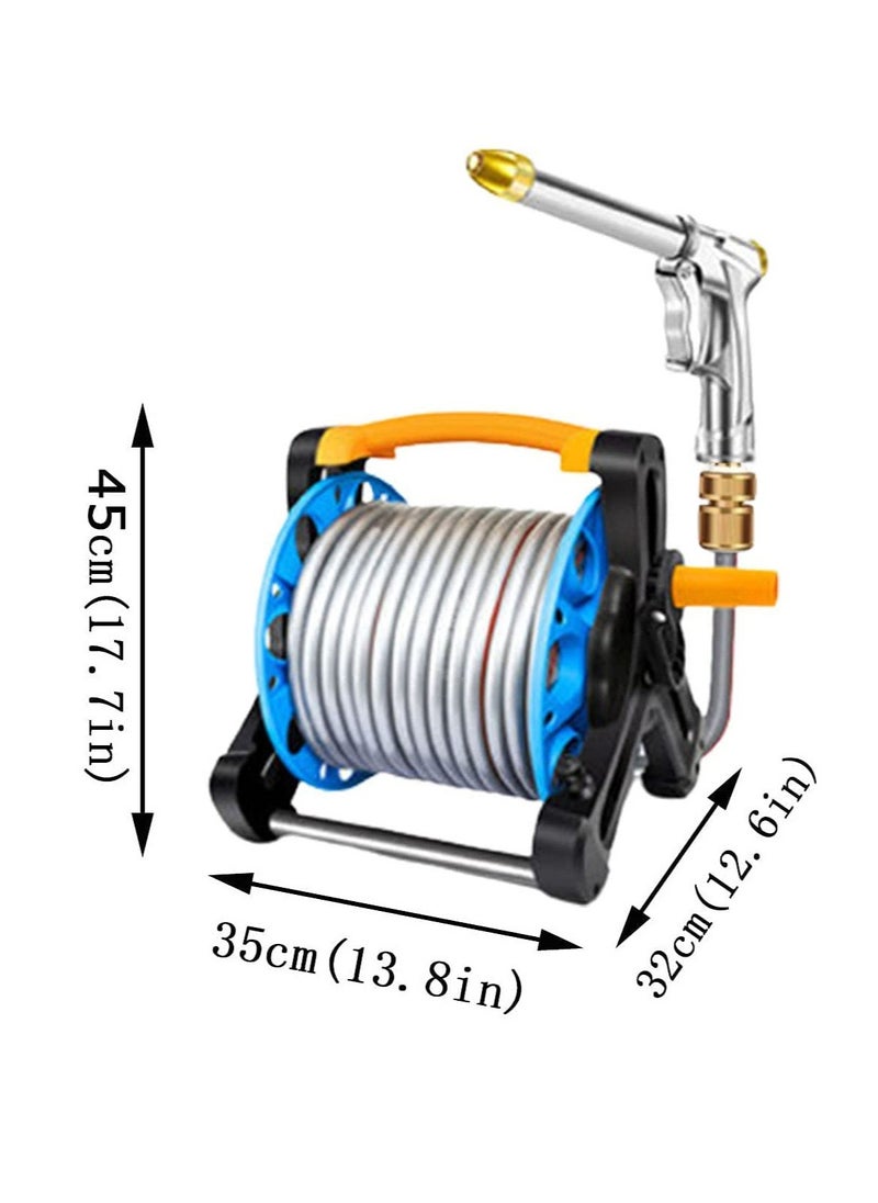 XiuWoo 15m Outdoor Hose Reel Box, Garden Easy to Install High-Pressure Water Gun Metal Car Wash Water Set for Car Patio Cleaning Yard Farm and Patio  - Image 5