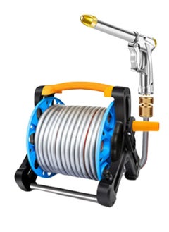 XiuWoo 15m Outdoor Hose Reel Box, Garden Easy to Install High-Pressure Water Gun Metal Car Wash Water Set for Car Patio Cleaning Yard Farm and Patio  - Image 1