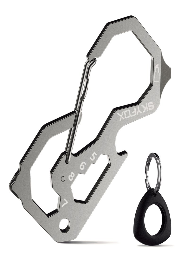 SKYFOX SkyFox Multitool Carabiner Clip Keychain with AirTag Case, EDC Credit Card Tool with Bottle Opener,Screwdriver, Hex Wrench,Pry Bar for Hiking Camping Travel Adventure Tools - Image 1