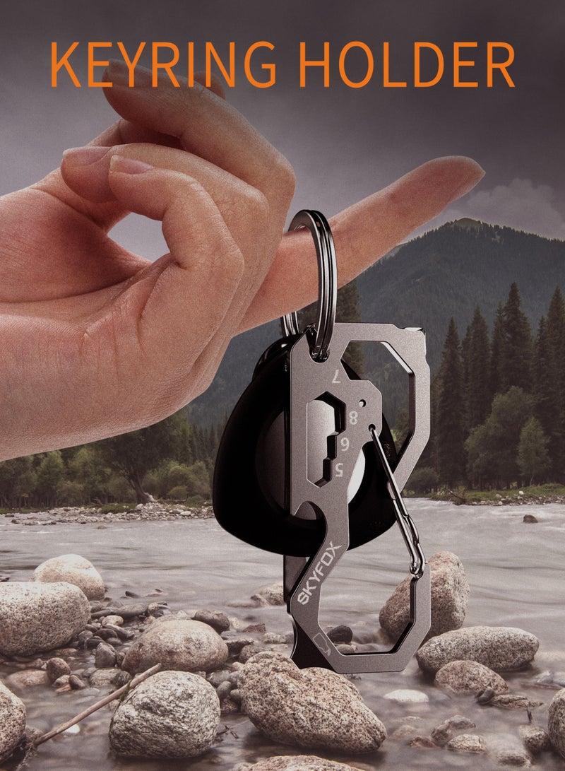SKYFOX SkyFox Multitool Carabiner Clip Keychain with AirTag Case, EDC Credit Card Tool with Bottle Opener,Screwdriver, Hex Wrench,Pry Bar for Hiking Camping Travel Adventure Tools - Image 3