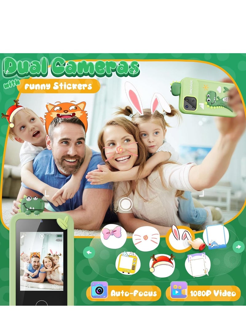 تلفون اطفال صغي ألعاب هواتف ذكية للأطفال الأولاد الصغار، ألعاب هدايا عيد الميلاد على شكل ديناصورات للأولاد من سن 3 إلى 9 سنوات، هدايا عيد الميلاد، ألعاب هواتف ذكية صغيرة بشاشة لمس 2.8 بوصة، 16 لعبة تعليمية، كاميرا مزدوجة، مشغل موسيقى، بطاقة SD سعة 32 جيجابايت - Image 3