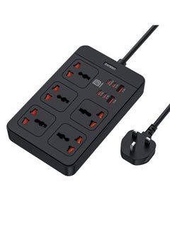 DANEEN 11 in 1 Universal Power Extension Cord, 5M Cable long Cord, with Master Switch, 4 Type-C and 2 USB Fast charging Ports,10A Fused UK Plug, 2500W Power Capable, & Earthling & Surge Protection - Black  - Image 3